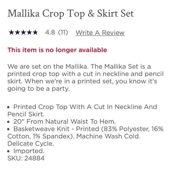 Lilly Pulitzer Mallika Crop Top & Skirt Set - Picture 5 of 6